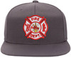 Fire Department Emblem Embroidered Snapback Hat Fire Rescue Symbol Flat Bill Adjustable Cap