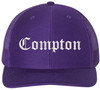 Compton Old English Embroidered Trucker Hat | Classic Deluxe Snapback Mesh Snapback Cap