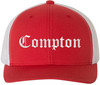 Compton Old English Embroidered Trucker Hat | Classic Deluxe Snapback Mesh Snapback Cap
