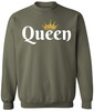 Queen Crown Printed Sweatshirt Royal Gift Valentines Day Girlfriend Cotton Blend Crewneck Pullover