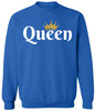 Queen Crown Printed Sweatshirt Royal Gift Valentines Day Girlfriend Cotton Blend Crewneck Pullover