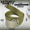 ARMYU Army Web Belt 100% Cotton Canvas Military Color Webbed Belts with Slider Buckle 54" Long