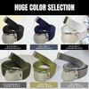 ARMYU Army Web Belt 100% Cotton Canvas Military Color Webbed Belts with Slider Buckle 54" Long