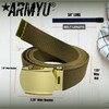 ARMYU Army Web Belt 100% Cotton Canvas Military Color Webbed Belts with Slider Buckle 54" Long