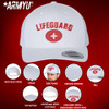 White + Lifeguard Cross Trucker Hat | Mesh Back Snapback Adjustable Professional Safety Lifeguard Beach Pool Cap for Men Women