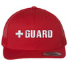 Red + Guard Trucker Hat | Mesh Back Snapback Adjustable Structured Professional Safety Lifeguard Cap Men Women | River Beach Watching