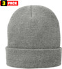 Fleece Lined Winter Beanie Cap - Thermal Cold Weather Unisex Hat, 3 Pack