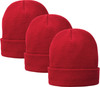 Fleece Lined Winter Beanie Cap - Thermal Cold Weather Unisex Hat, 3 Pack