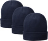 Fleece Lined Winter Beanie Cap - Thermal Cold Weather Unisex Hat, 3 Pack