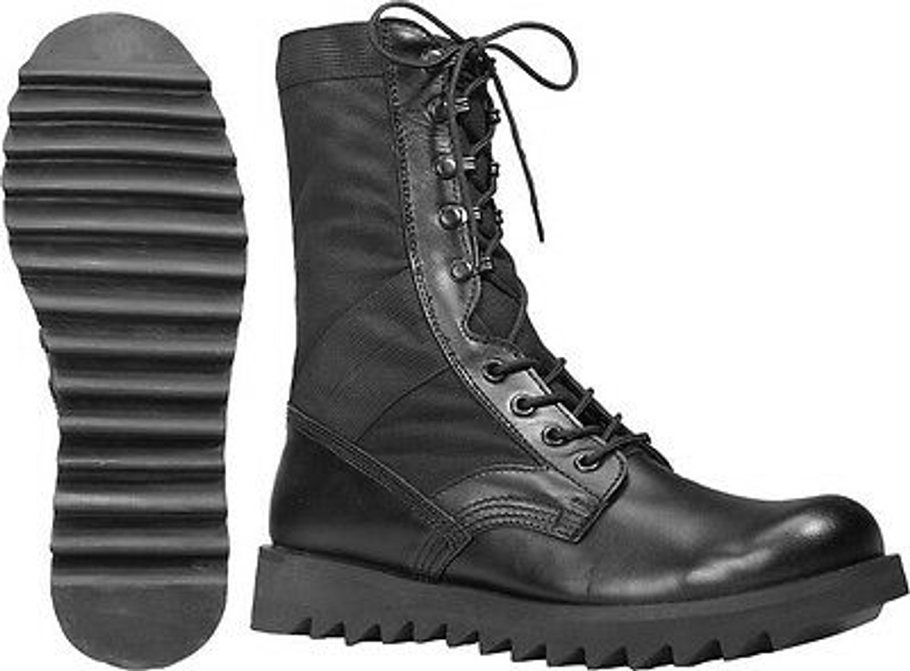 black leather jungle boots