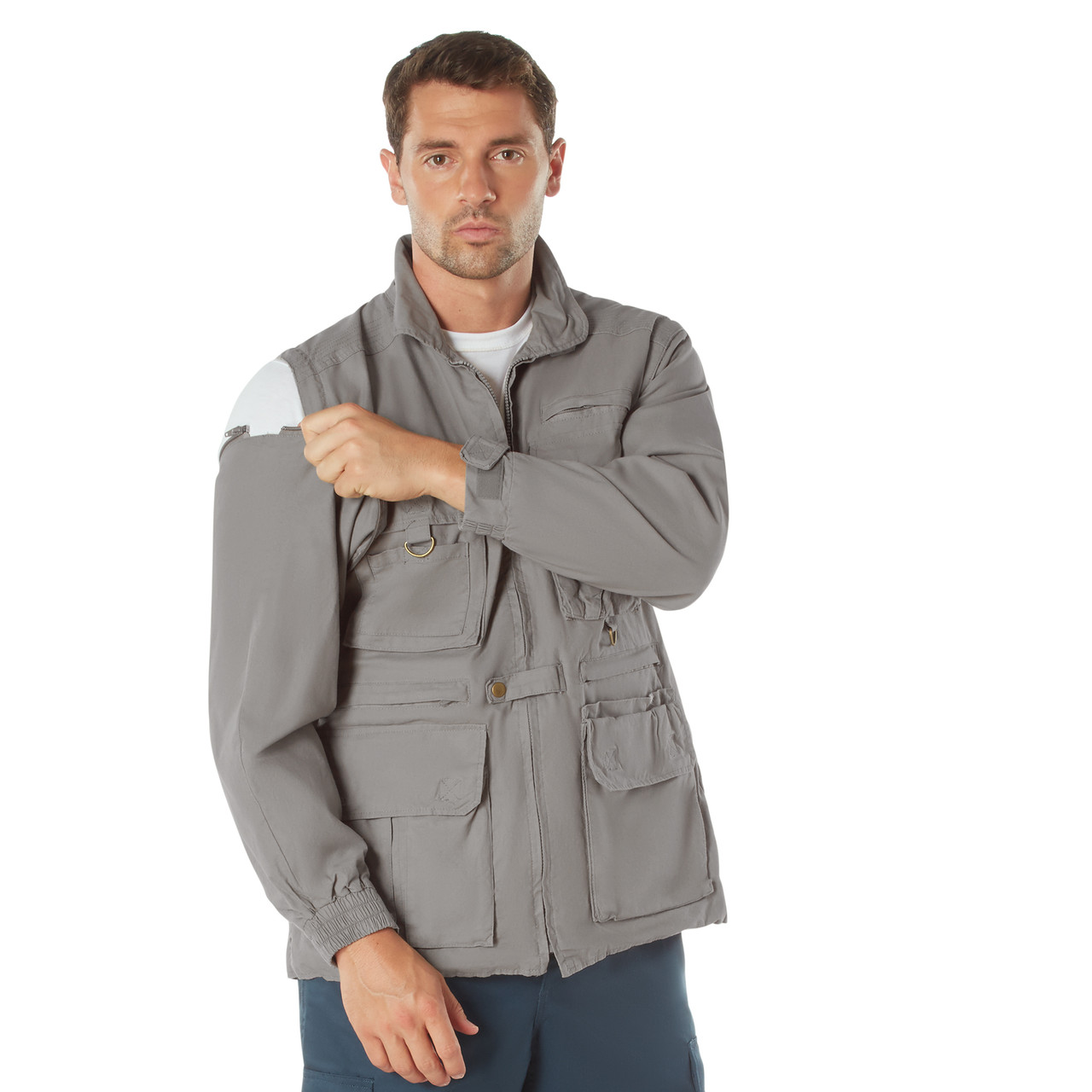 Khaki Safari Trailblazer Tactical Convertible Vest Jacket with