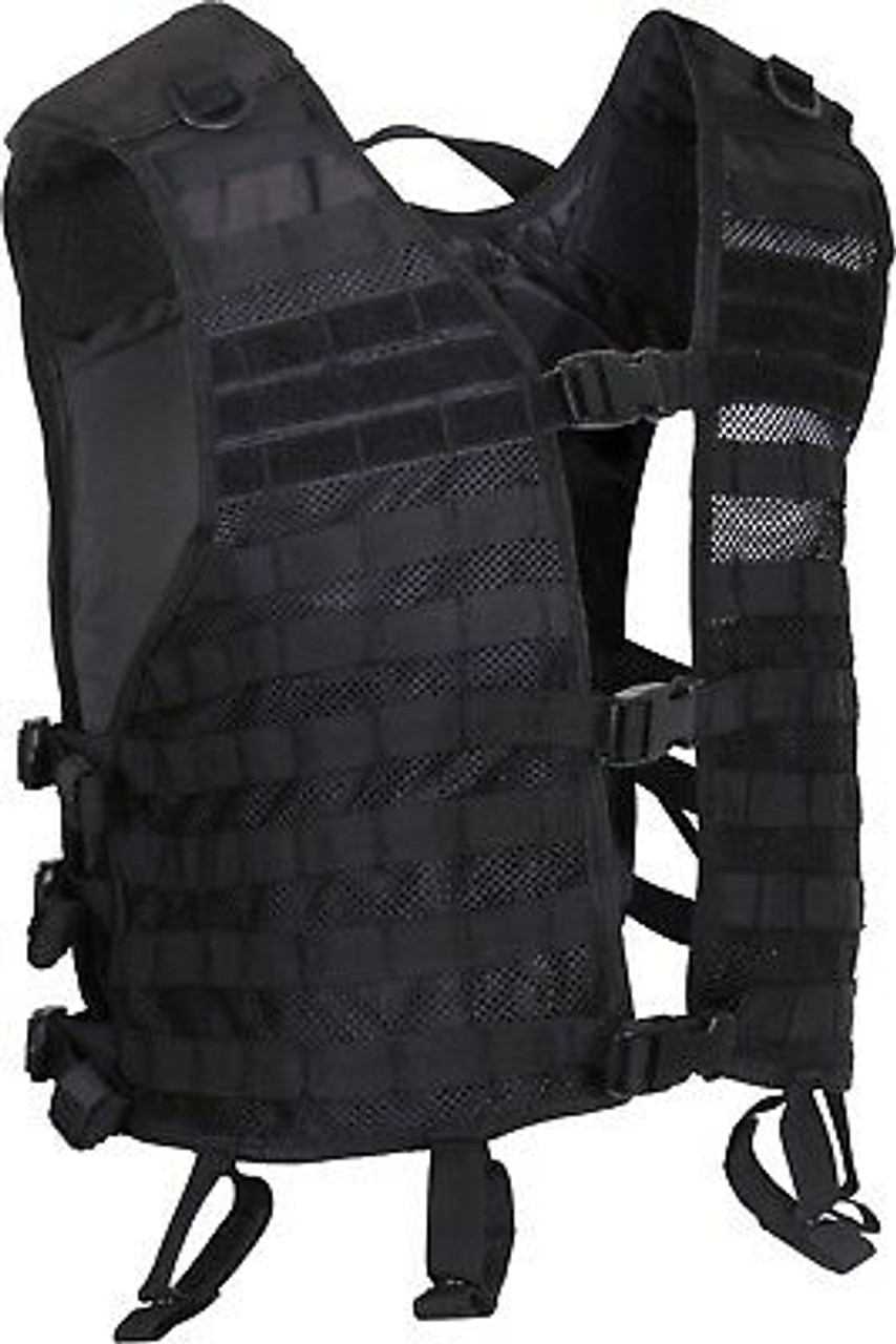 Black Lightweight Military Tactical MOLLE Adjustable Mesh Utility Vest
