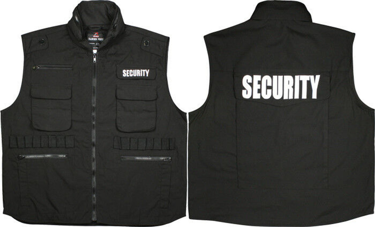 Black Security Officer Guard Ranger Tactical Vest with Hood