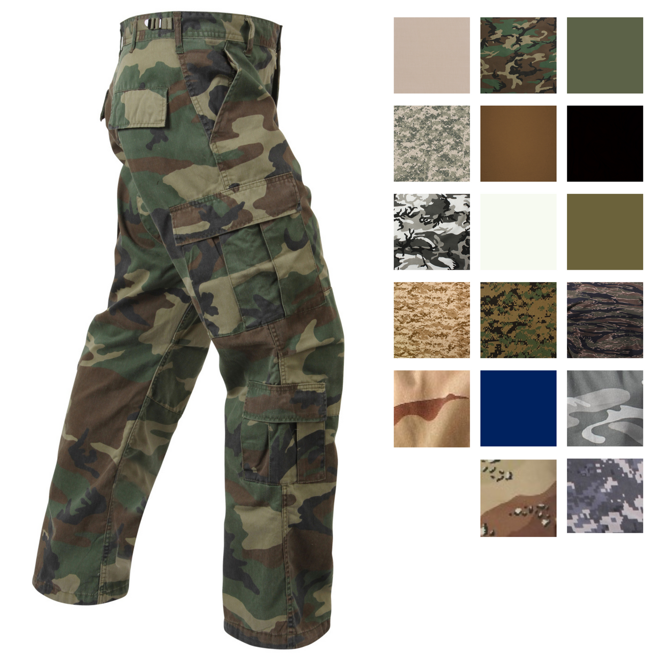 Military Paratrooper Fatigues Cargo Camo Pants 8 Pocket Washed Army Tactical