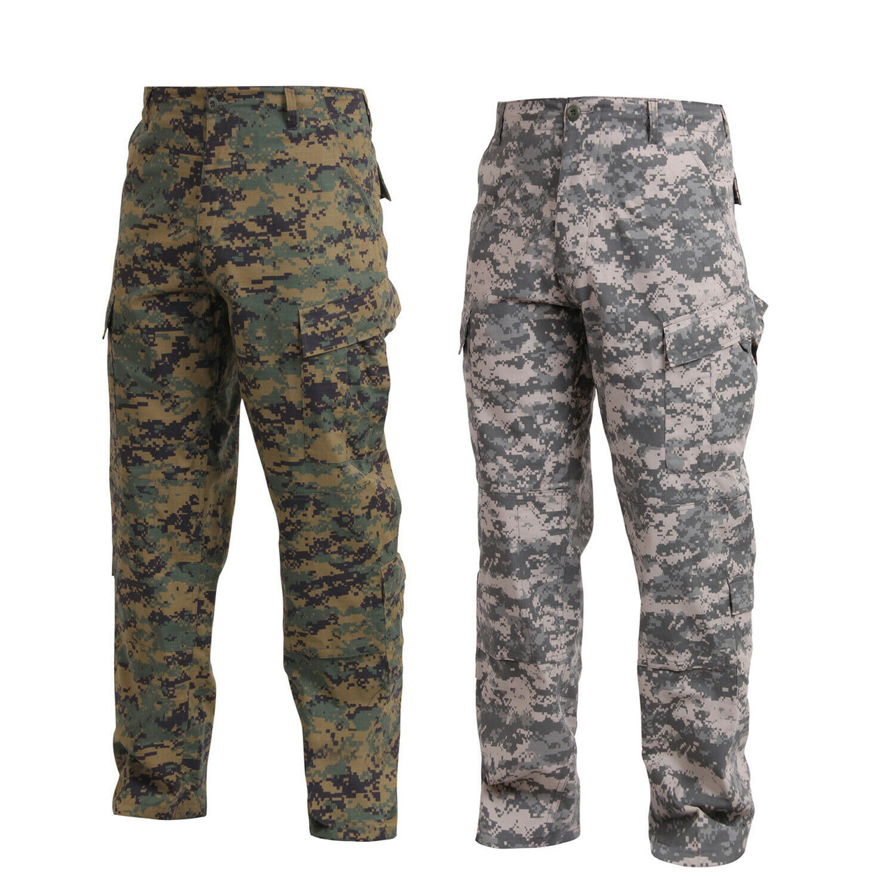 Mens Digital Camo US Army ACU Style Pants Military Cargo Pocket Combat  Uniform