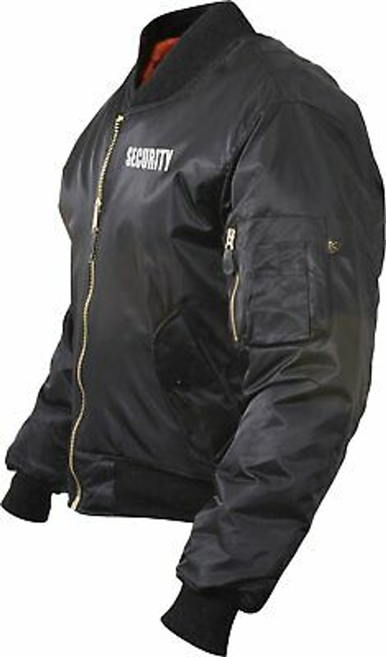 Official Security Uniform Black Jacket Officer Guard MA-1 Bomber Flight Coat