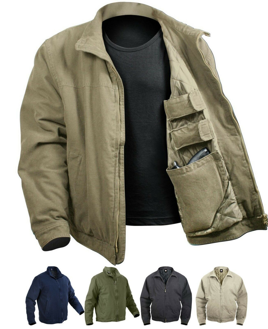 Mens Tactical Concealed Carry Insulated Jacket CCW Coat Under