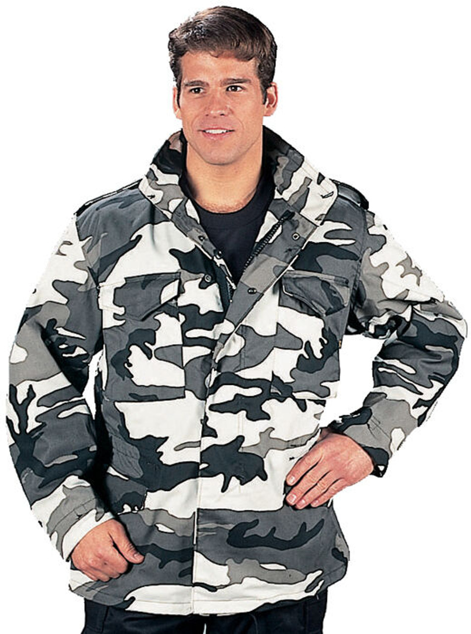 Gray Camo Military M-65 Jacket Field Coat Army M65 City Metro