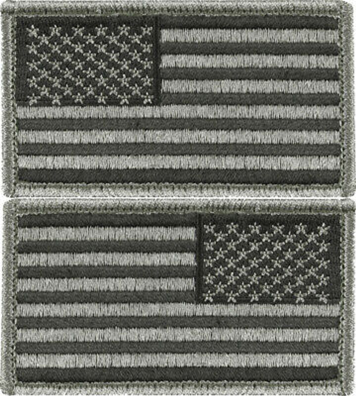 Silver & Black PVC US Flag Patch Military American Flag Patch