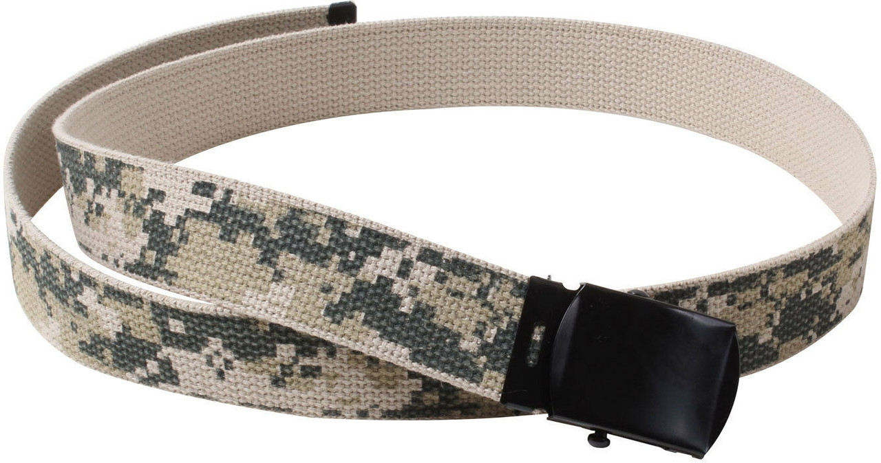 100% Cotton Military 54 Web Belt (Black W/Silver Buckle) 