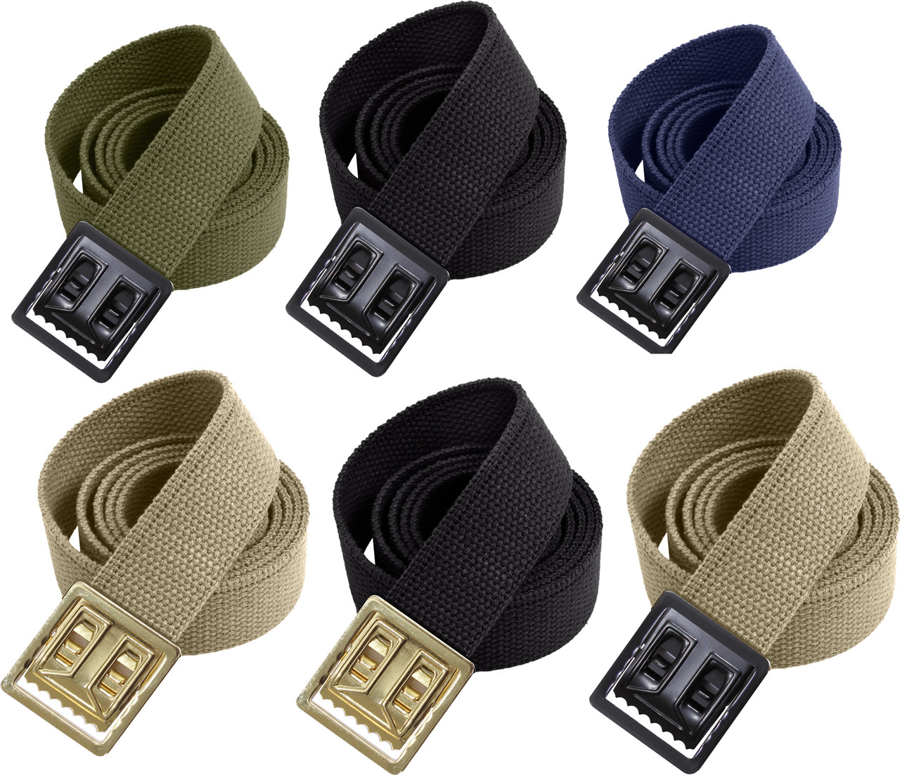 100% Cotton Military 54 Web Belt (Black W/Silver Buckle) 