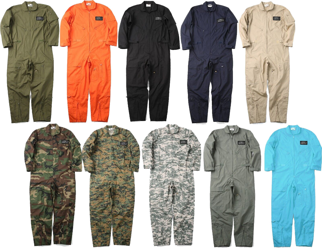 Military Uniform Flight Suit Air Force Style Fighter Coveralls Jumpsuit +  Patch