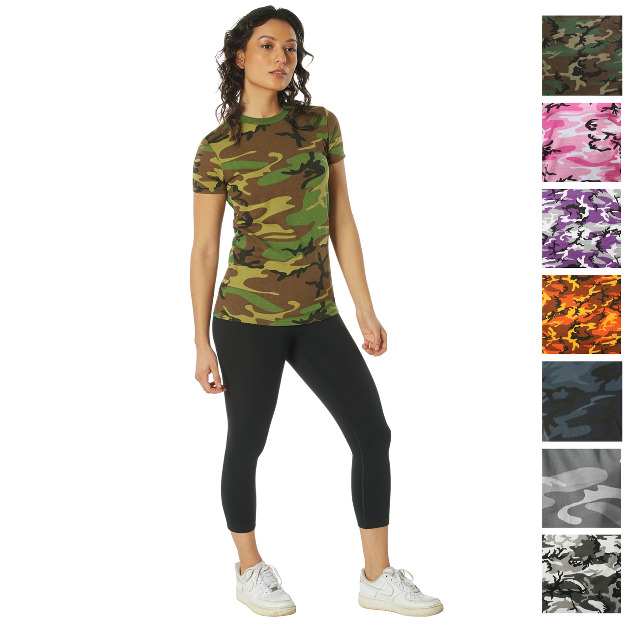 Rothco Womens Long Length Camo T-Shirt - Woodland Camo