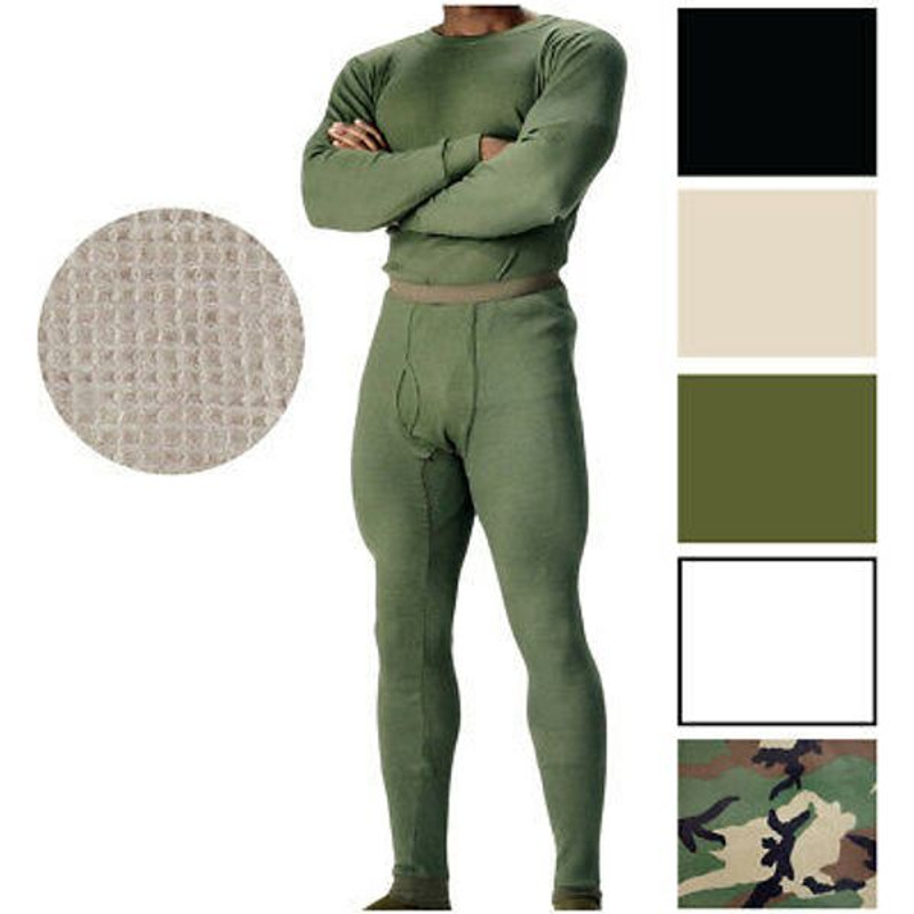 Military Thermal Knit Underwear Cold Weather Long Johns Waffle Warm Base  Layer