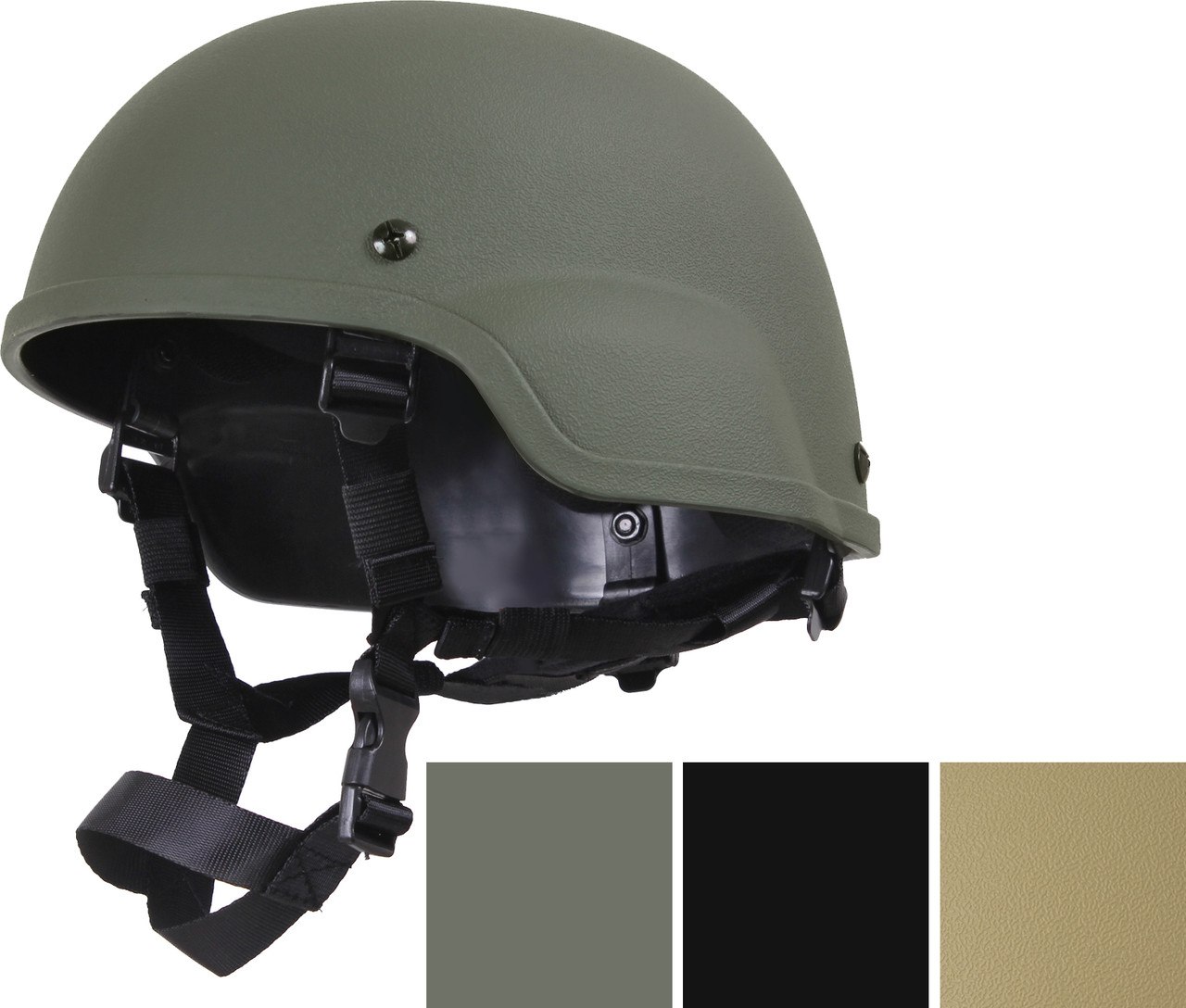 Tactical Hard ABS Helmet + Chin Straps, Modular MICH-2000 Replica
