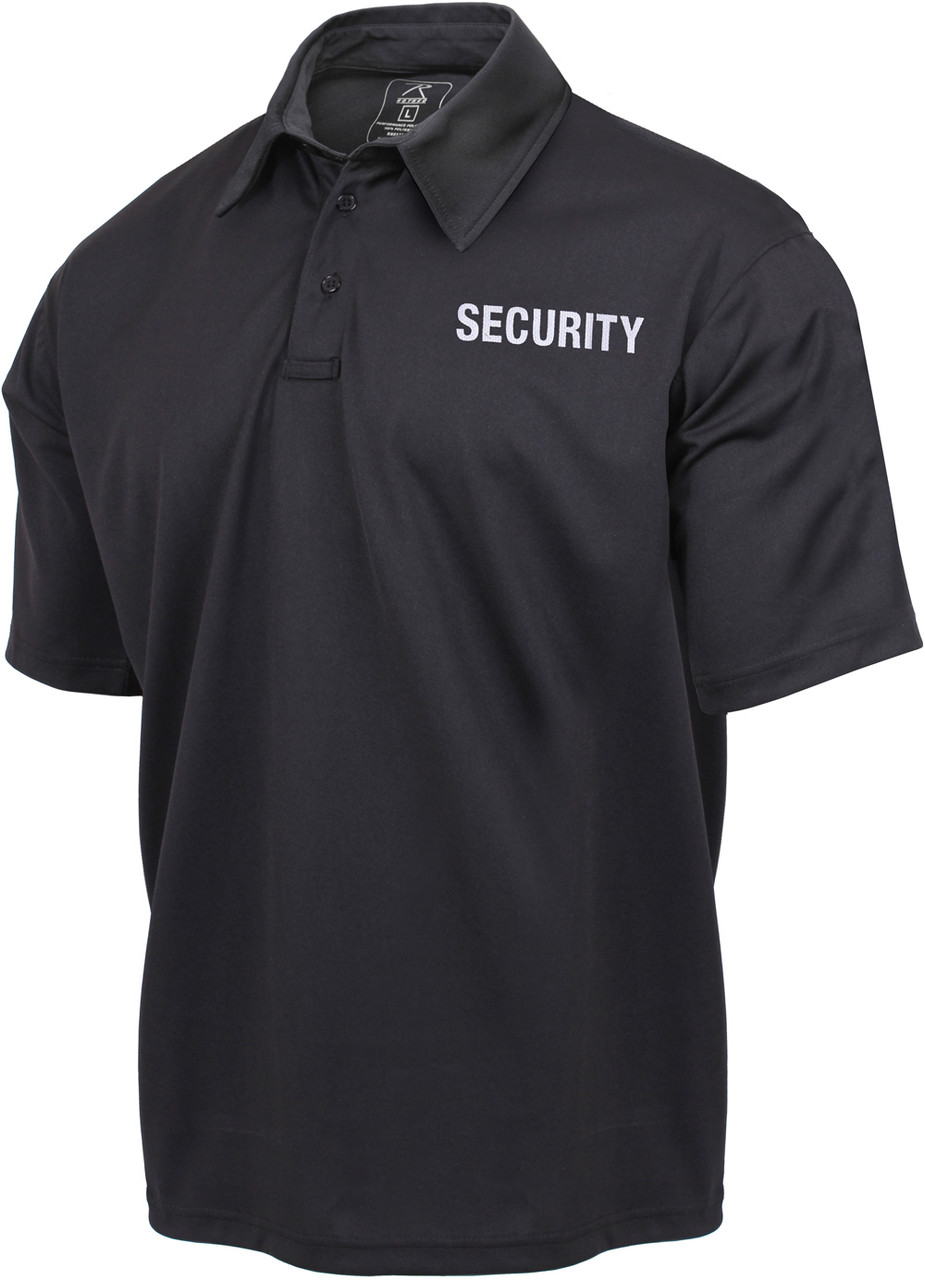 Black Security Guard Officer 2 Sided Moisture Wicking Golf Polo Shirt