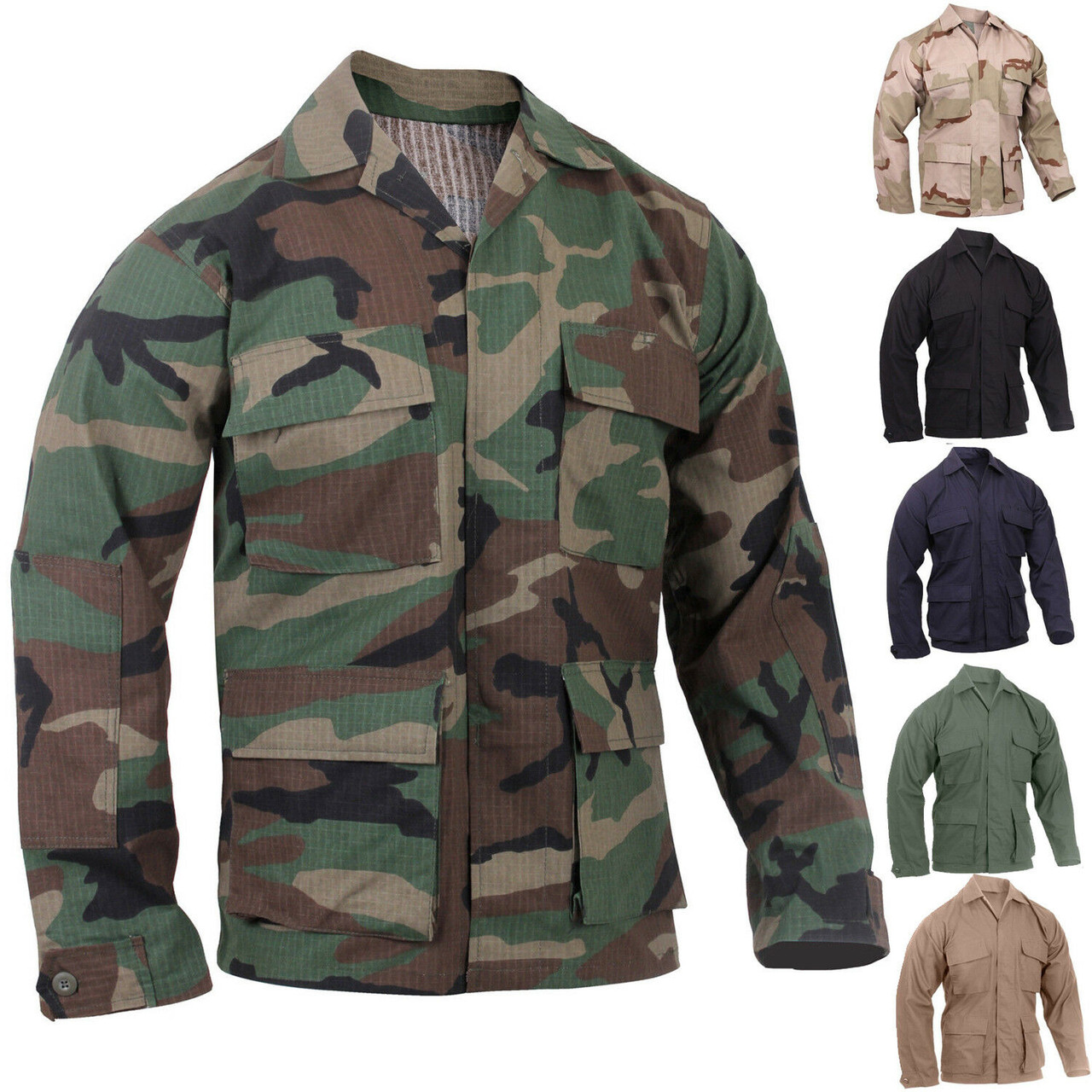 Tactical Ripstop BDU Shirt Military Fatigue Army Coat 4-Pocket Summer ...