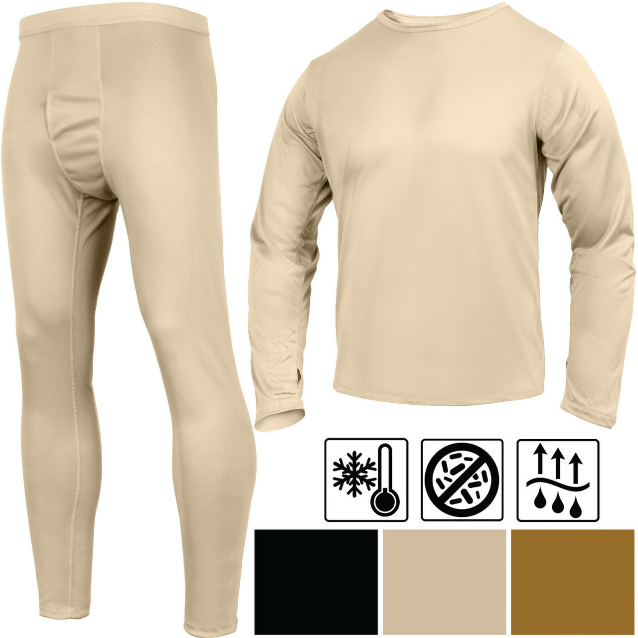 Military Gen III Level 1 ECWCS Silk Weight Shirt Coyote Brown thermal LARGE  - Deblu