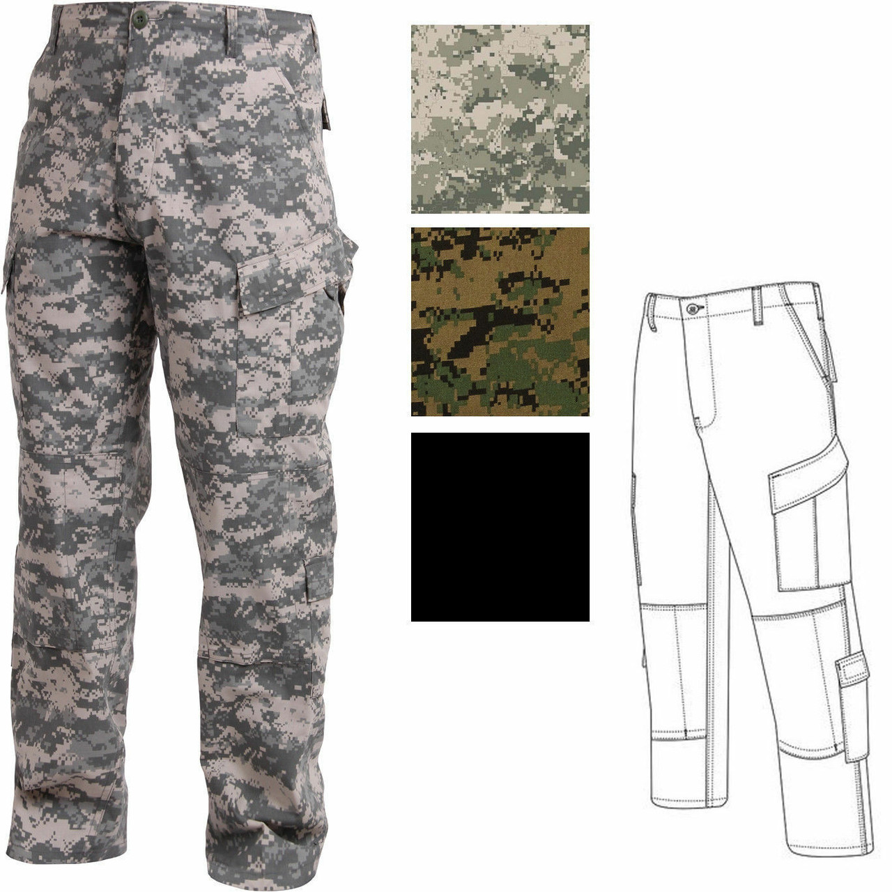 Tactical ACU Pants, Army Combat Uniform Ripstop Milspec Military Cargo  Fatigues