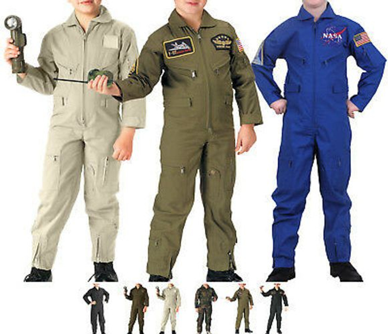 Kids Air Force Pilot Flight Suit Military Coveralls Camo Tactical Jumpsuit  NASA