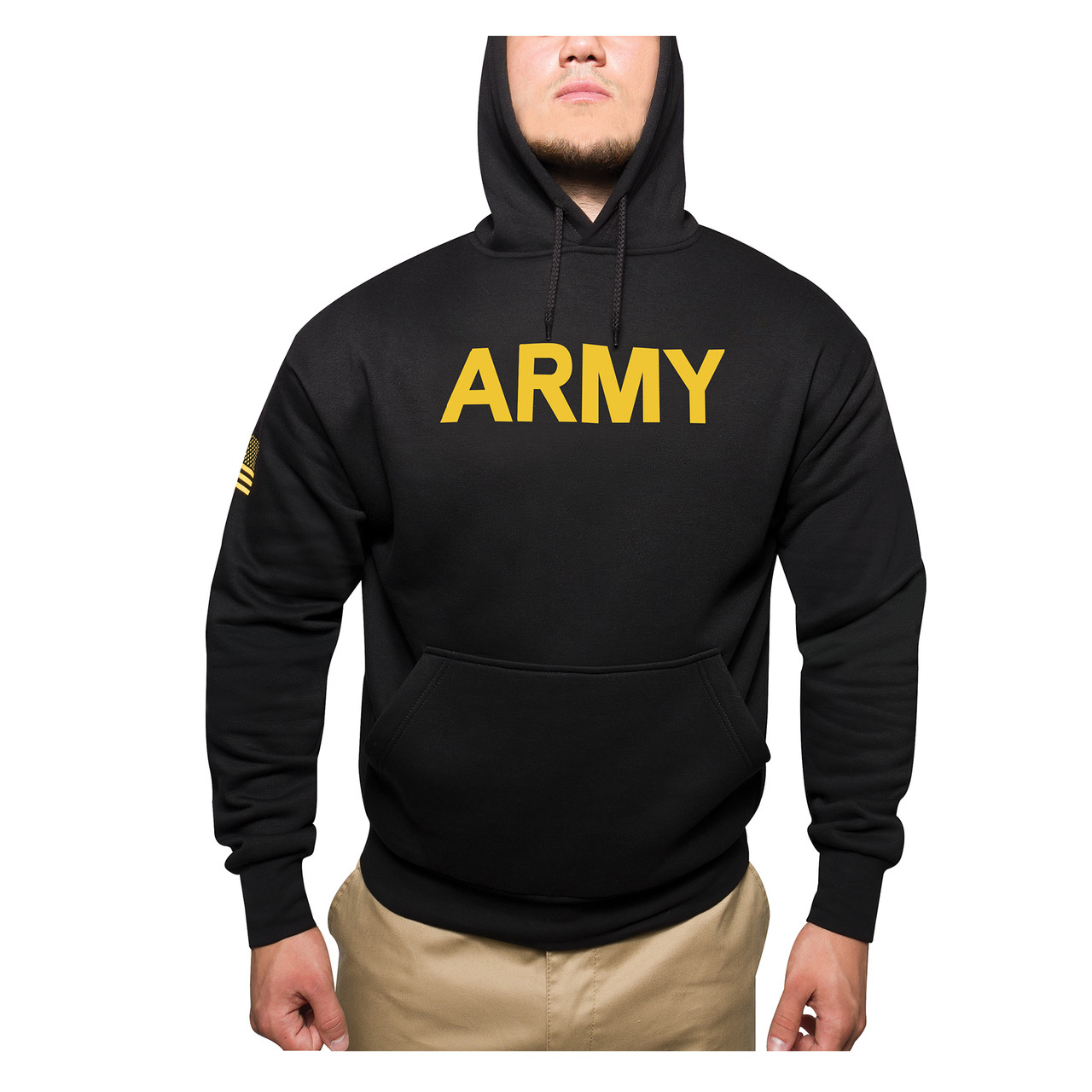Black Pullover Army Printed Hoodie Warm Comfortable US Army Sweatshirt