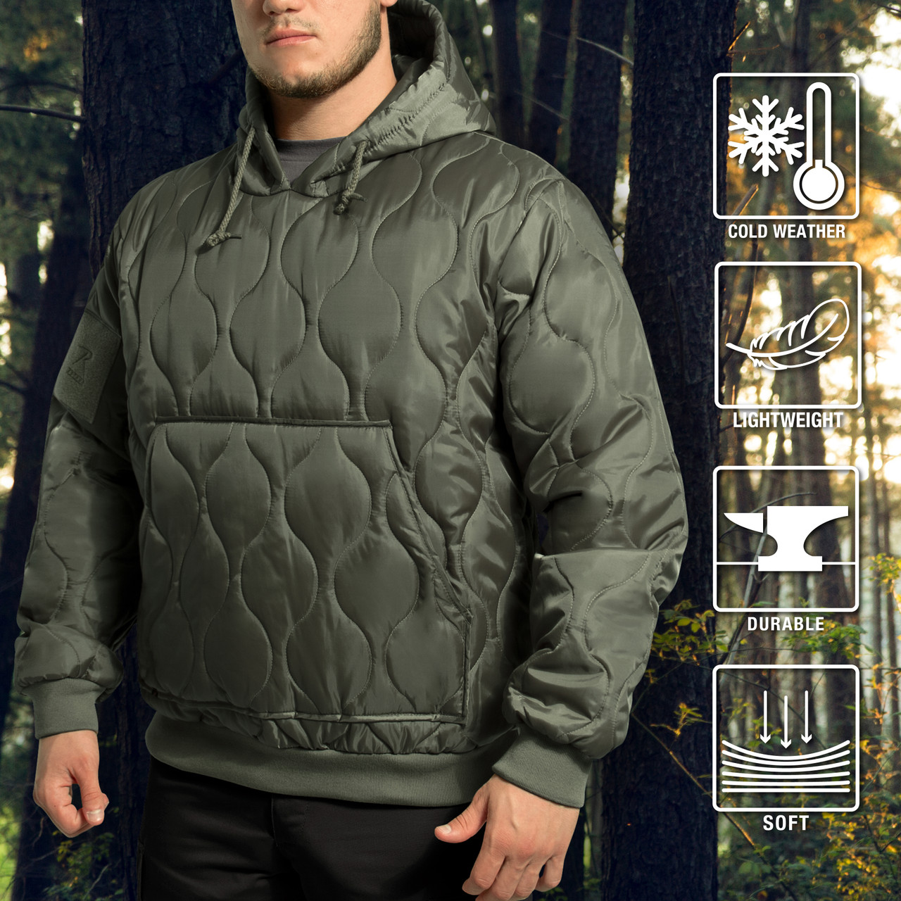 Quilted Woobie Hooded Sweatshirt Lightweight Warm Military Poncho