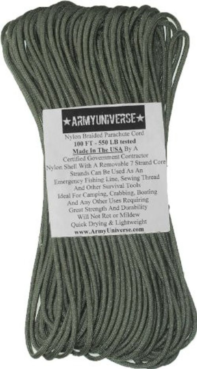 Army Universe 550lbs. Military Paracord Type III Rope 100' Foliage Green