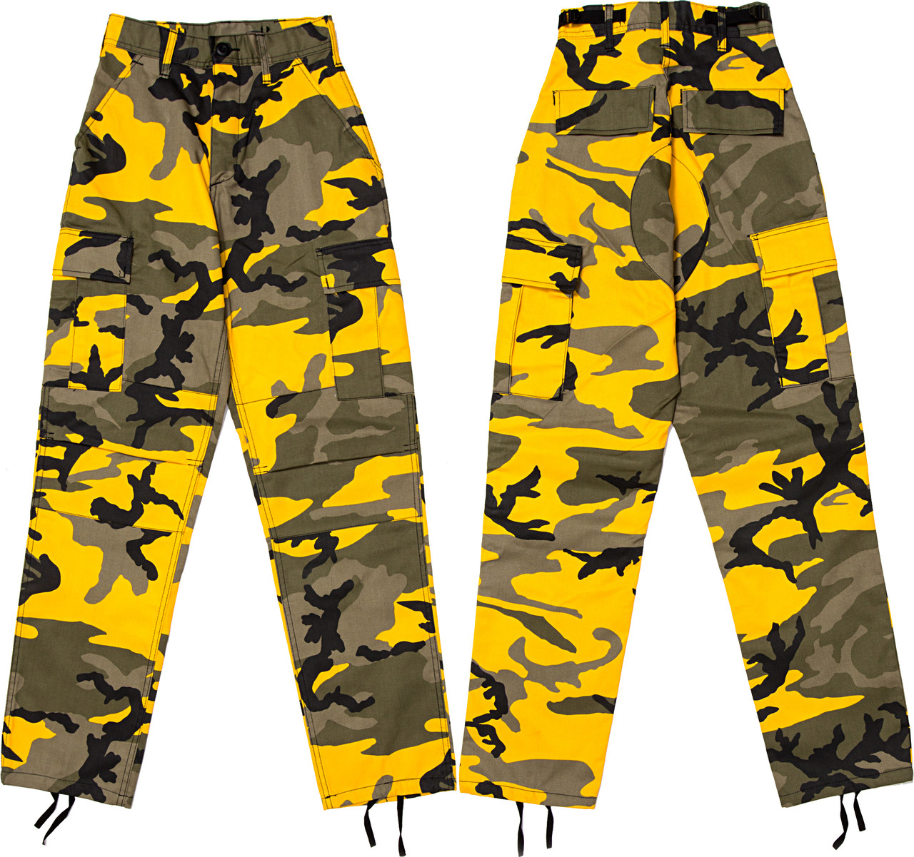 Yellow Camouflage Military BDU Pants Cargo Fatigues Fashion Trouser ...