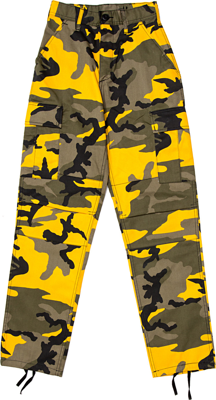 Yellow Camouflage Military BDU Pants Cargo Fatigues Fashion Trouser ...