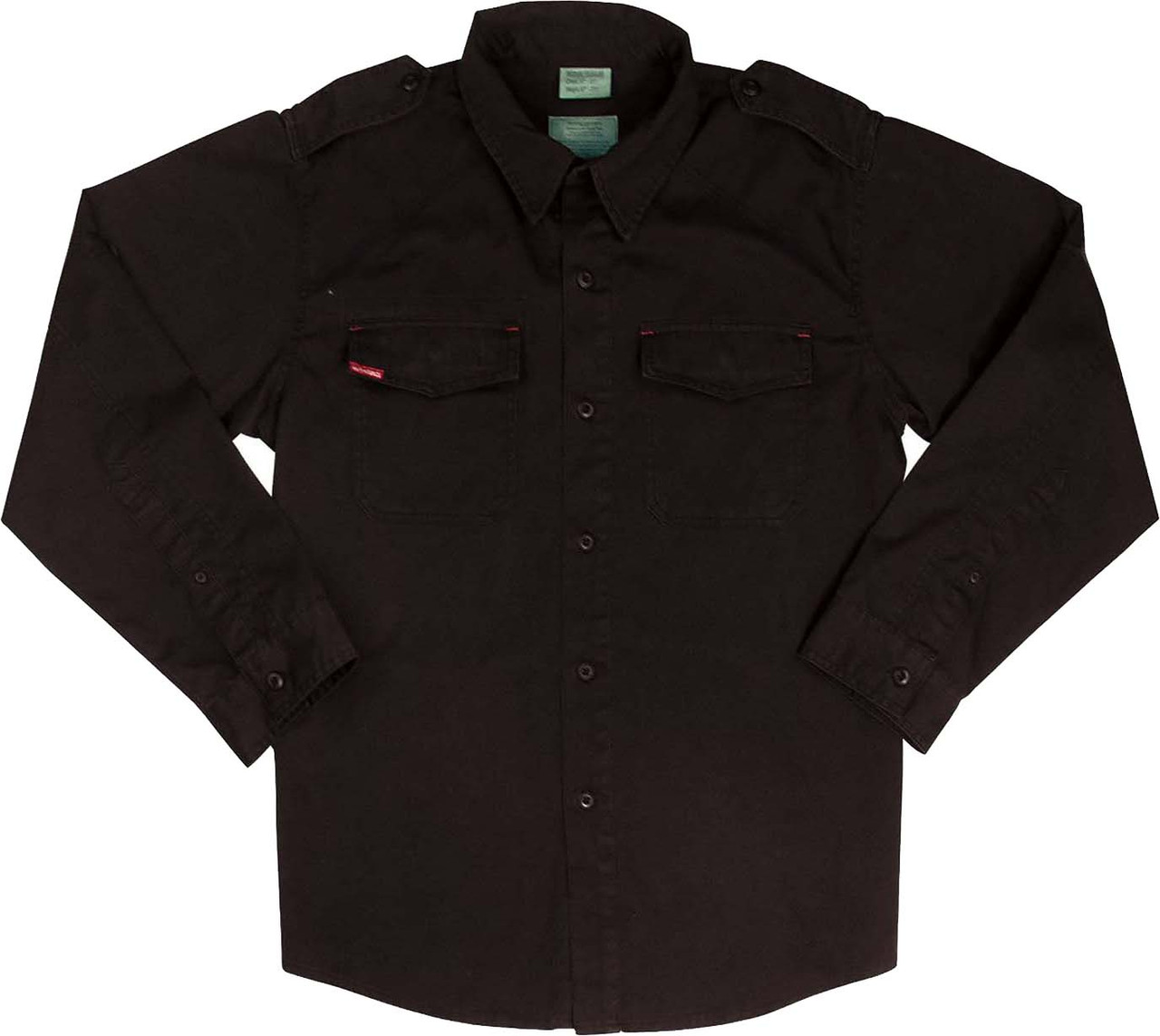 Black Mens Long Sleeve Washed Vintage Style Paratrooper Fatigue Shirt