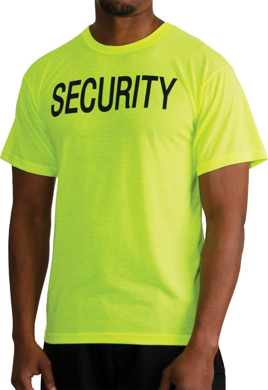 Safety Green 2-Sided SECURITY T-Shirt Comfortable Hi Vis Neon Short Sleeve  Tee