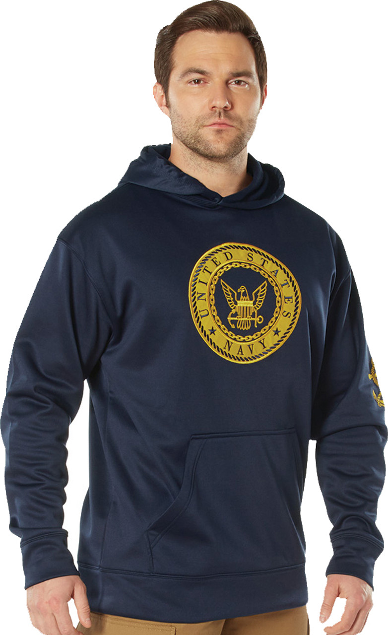 US NAVY Eagle Emblem Logo Hoodie Poly USN US Navy Official Pullover  Sweatshirt