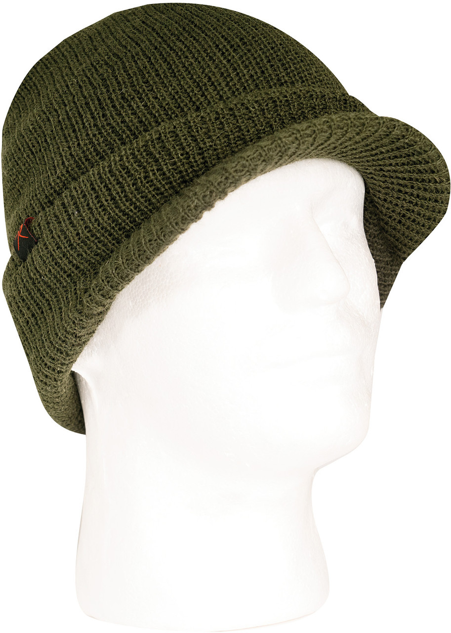 Wool Watch Cap with Brim Beanie Hat with Visor - Army Universe