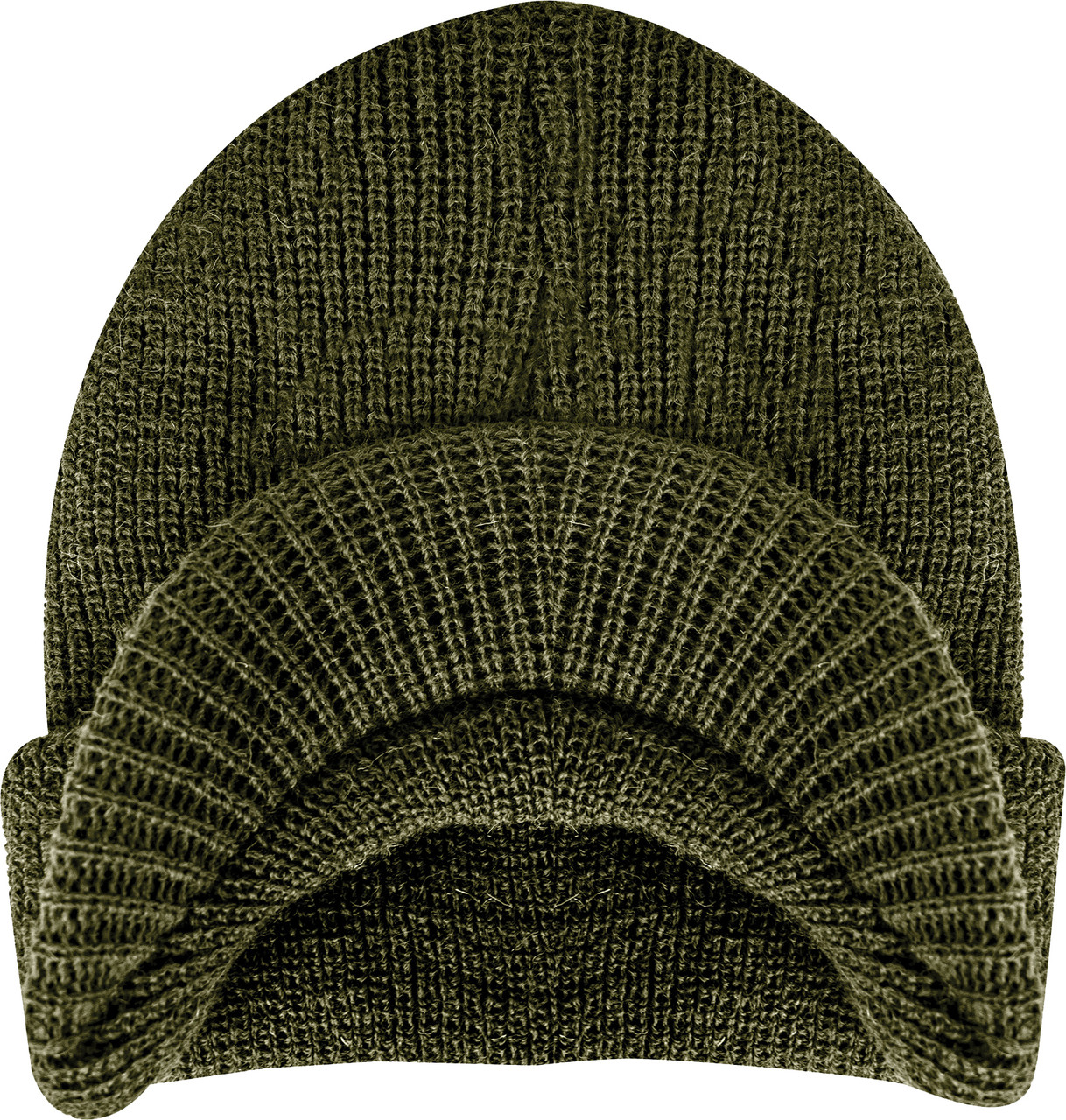 Wool Watch Cap with Brim Beanie Hat with Visor - Army Universe | 