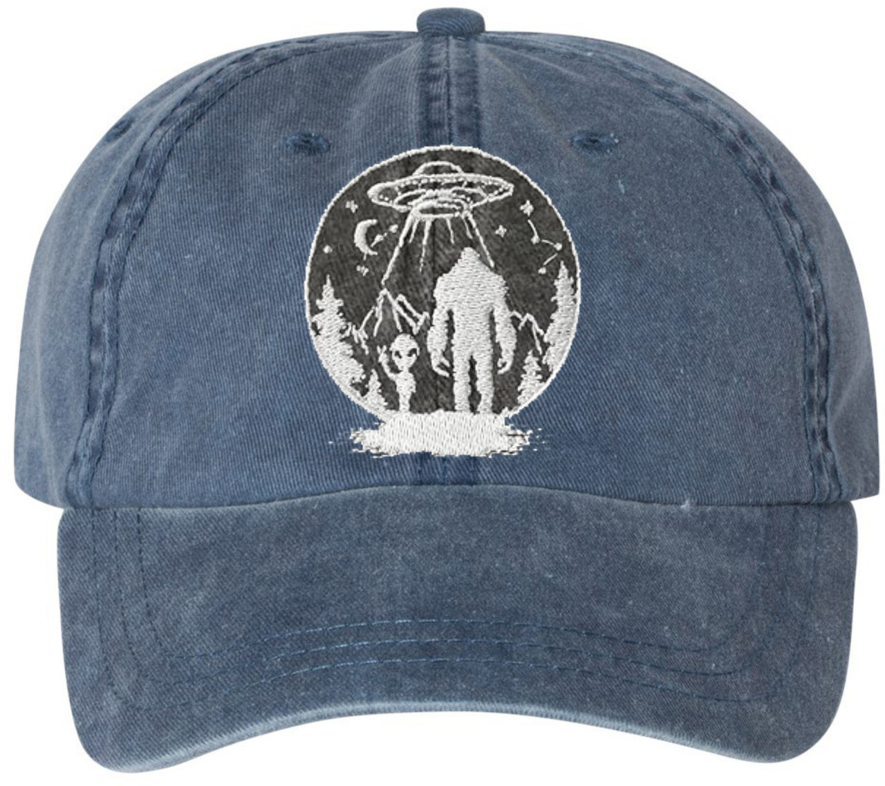 UFO Alien Big Foot Hats Embroidered Baseball Cap | Funny Graphic
