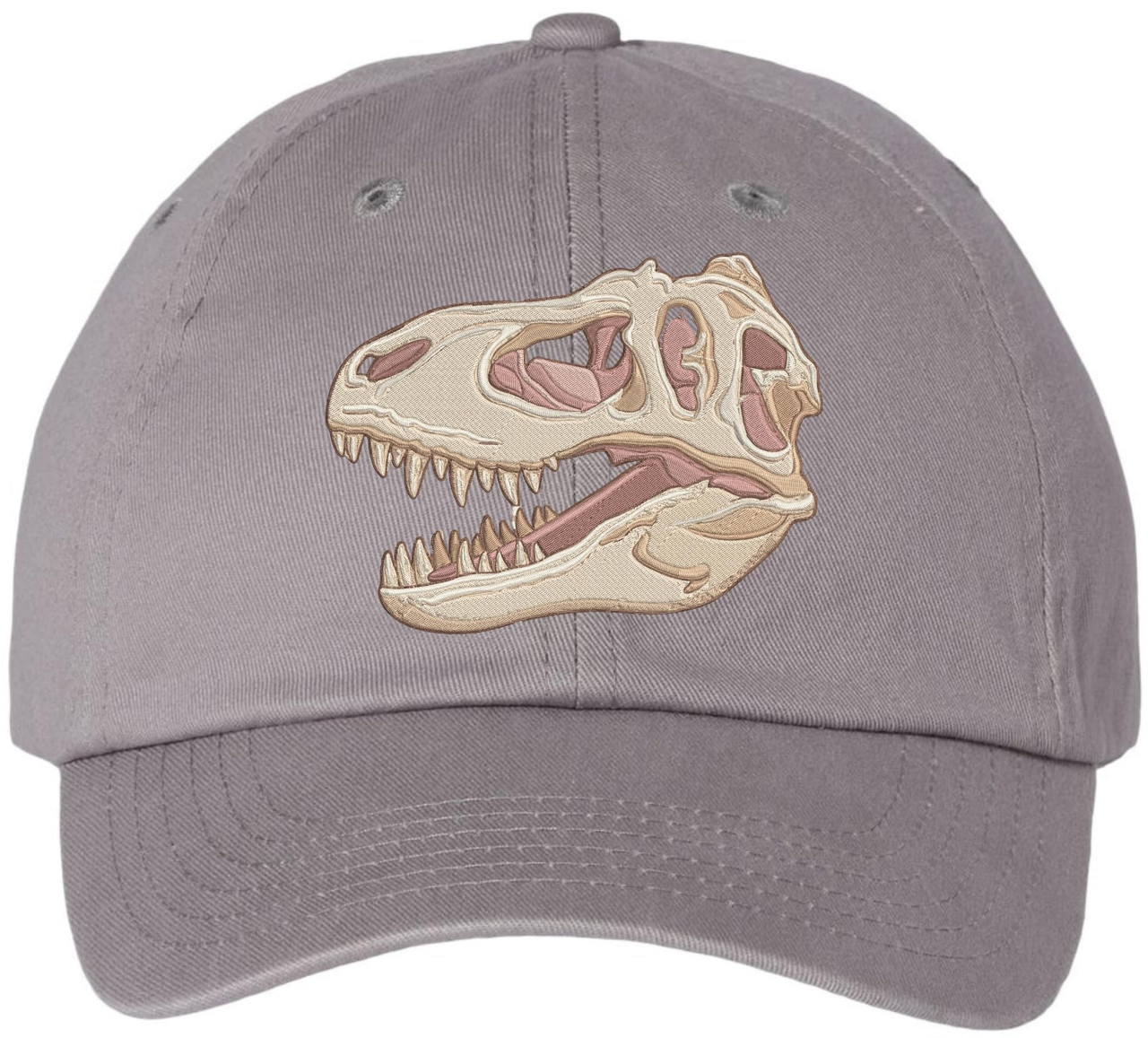 T-Rex Skull Embroidered Baseball Cap Dinosaur Fossil Adjustable
