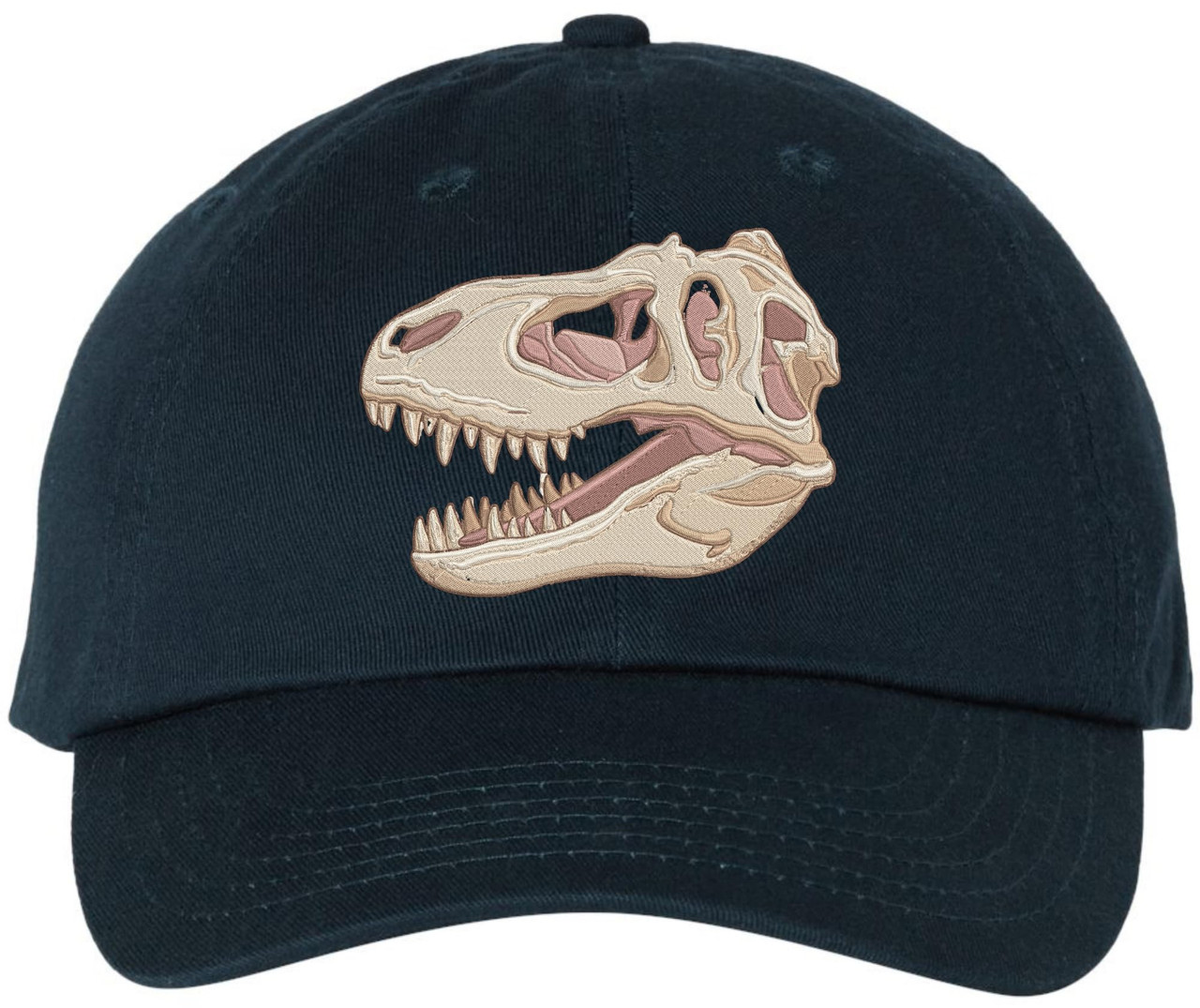 T-Rex Skull Embroidered Baseball Cap Dinosaur Fossil Adjustable