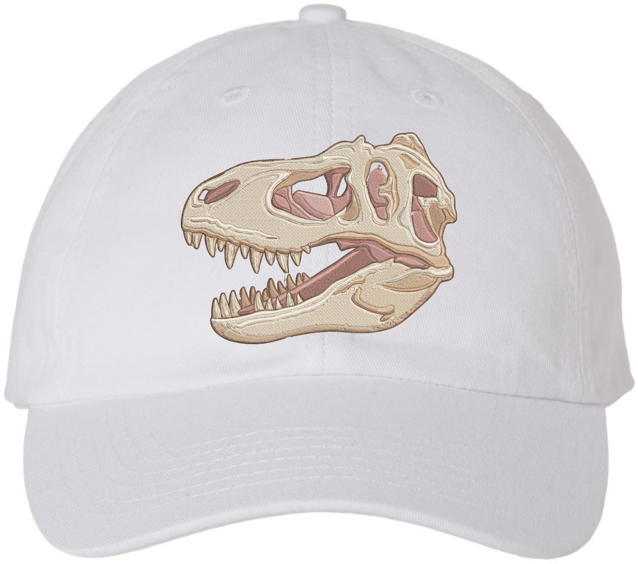 T-Rex Skull Embroidered Baseball Cap Dinosaur Fossil Adjustable
