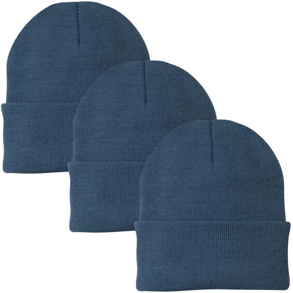 3 Pack Acrylic Beanie Watch Caps, Warm Knit Skull Cap for Men