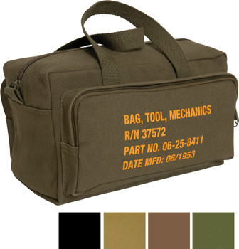 Canvas Mechanics Tool Bag Military Stamped Heavy Duty with Outer Pockets